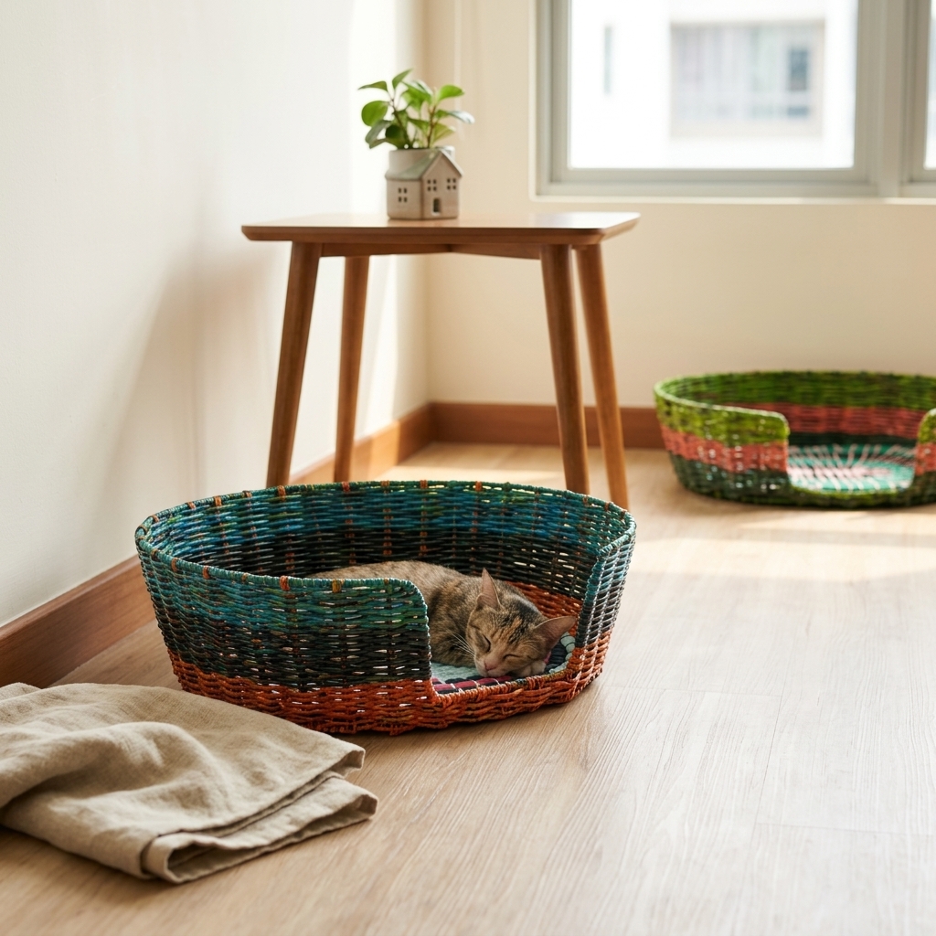 Cat / Pet Basket – handmade recycled paper from Sri Lanka