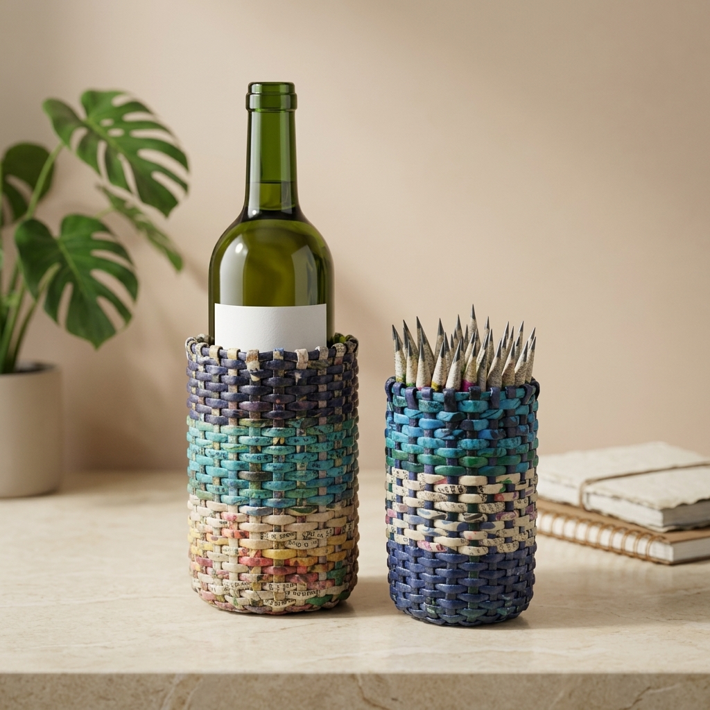 Wine Bottle Holder – handmade recycled paper from Sri Lanka