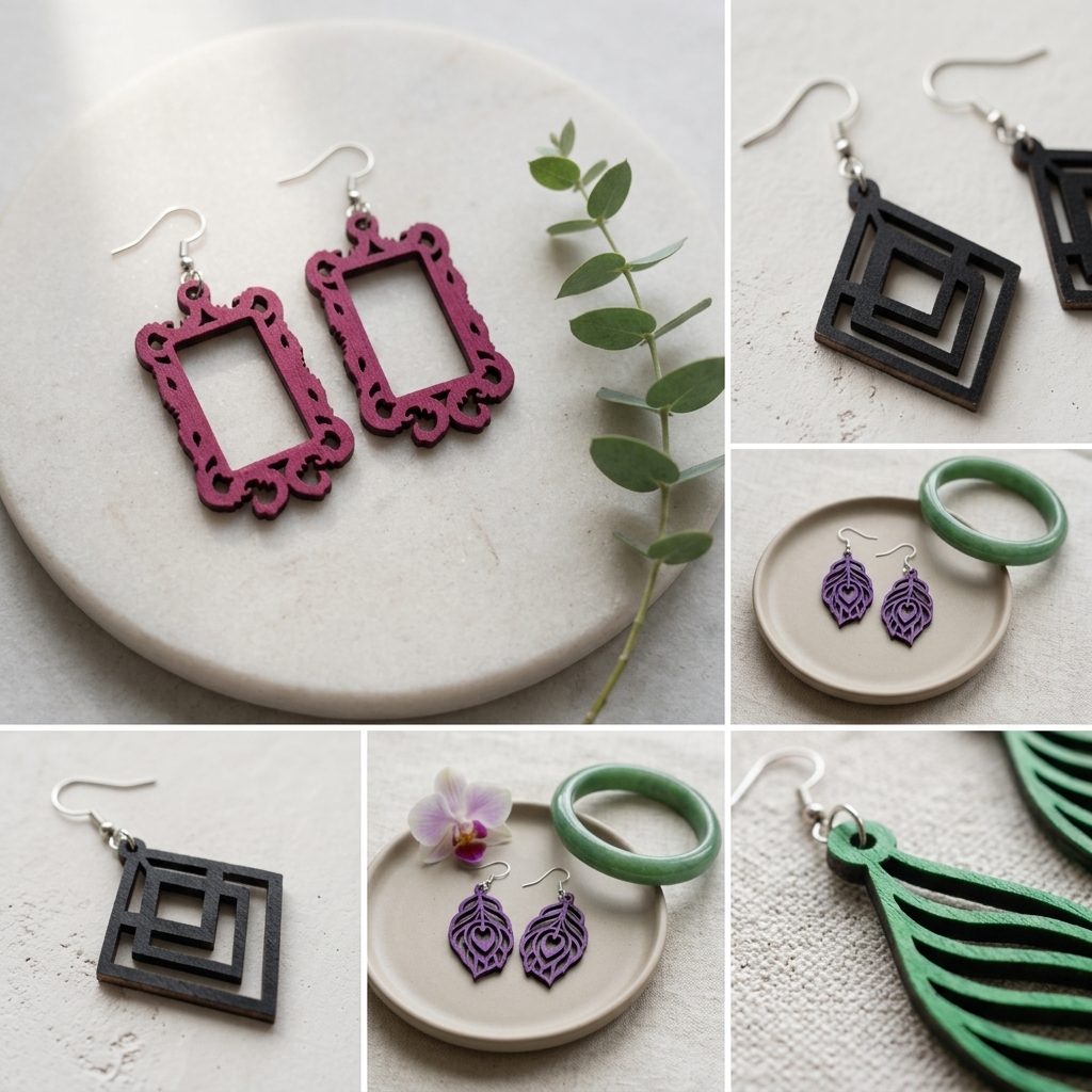 Wooden Earrings – handmade wood from Sri Lanka